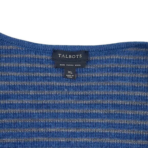 Talbots Womens Stripe Heavy Pure Merino Wool Open Front Duster Cardigan Sz XL - Picture 9 of 12